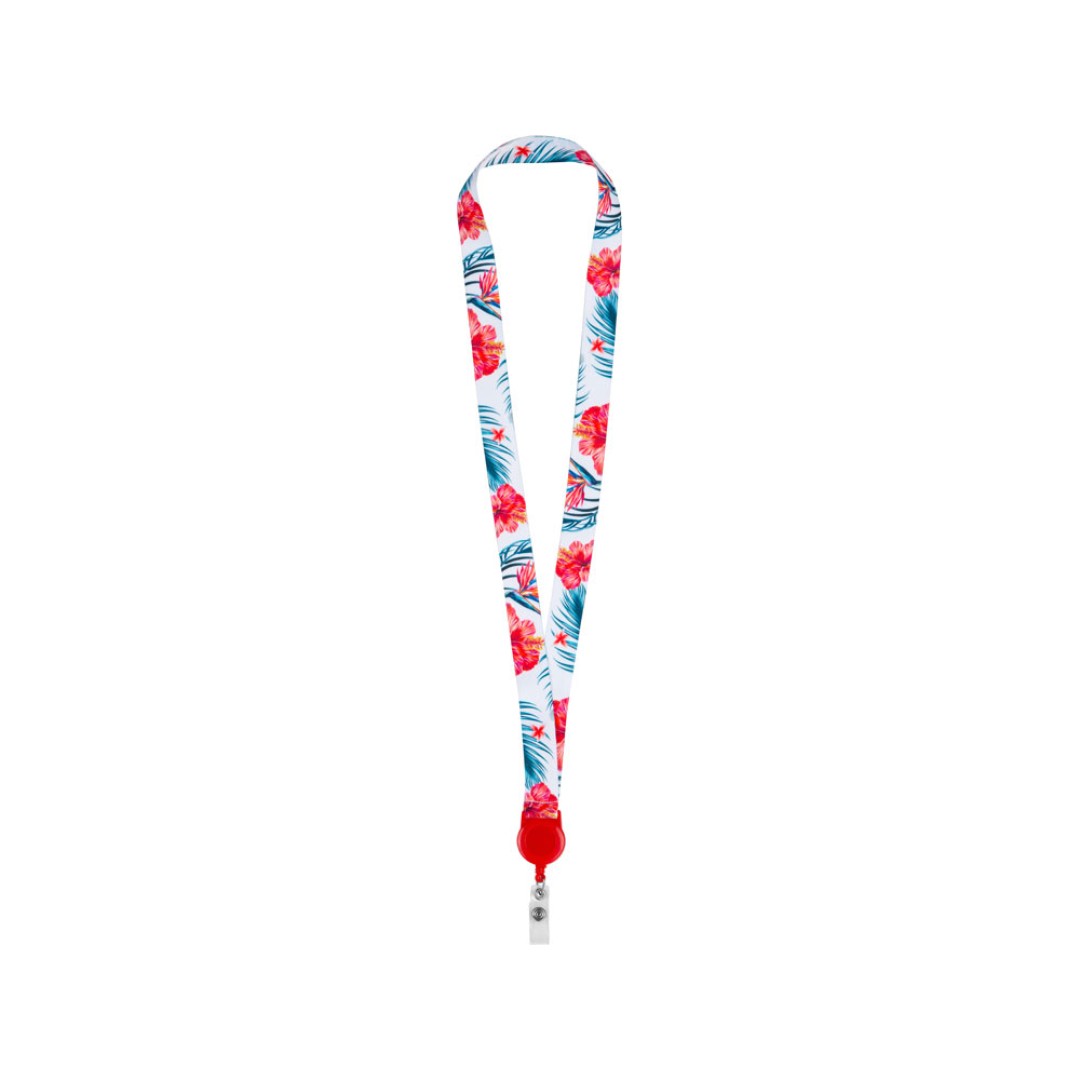 Ланъярд 2 см с ретрактором, красный