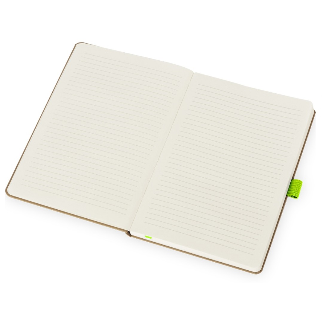 Блокнот "Sevilia Hard", твердая обложка из крафта A5, 80 листов, крафтовый/зеленое яблоко