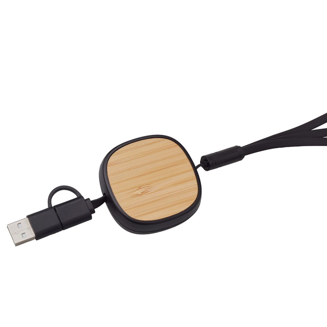 Универсальный кабель с ретрактором 3-в-1 «Retrax», черный