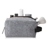 Косметичка из РПЕТ фетра с ручкой "Felt", серый с черным