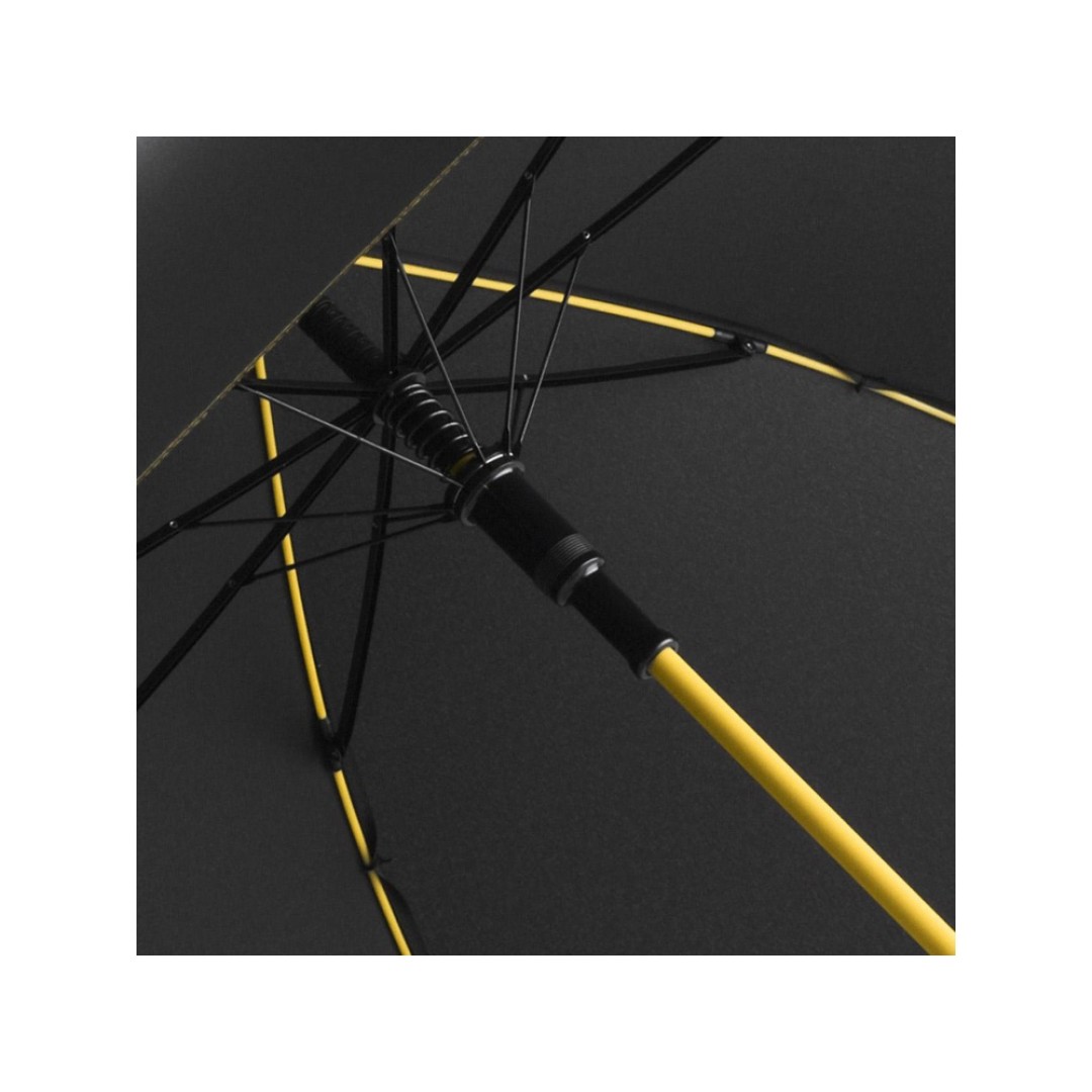 Зонт-трость 1084 Colorline с цветными спицами и куполом из переработанного пластика, черный/желтый