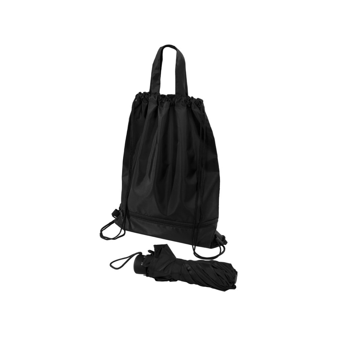 Зонт «Picau» из переработанного пластика в сумочке, черный