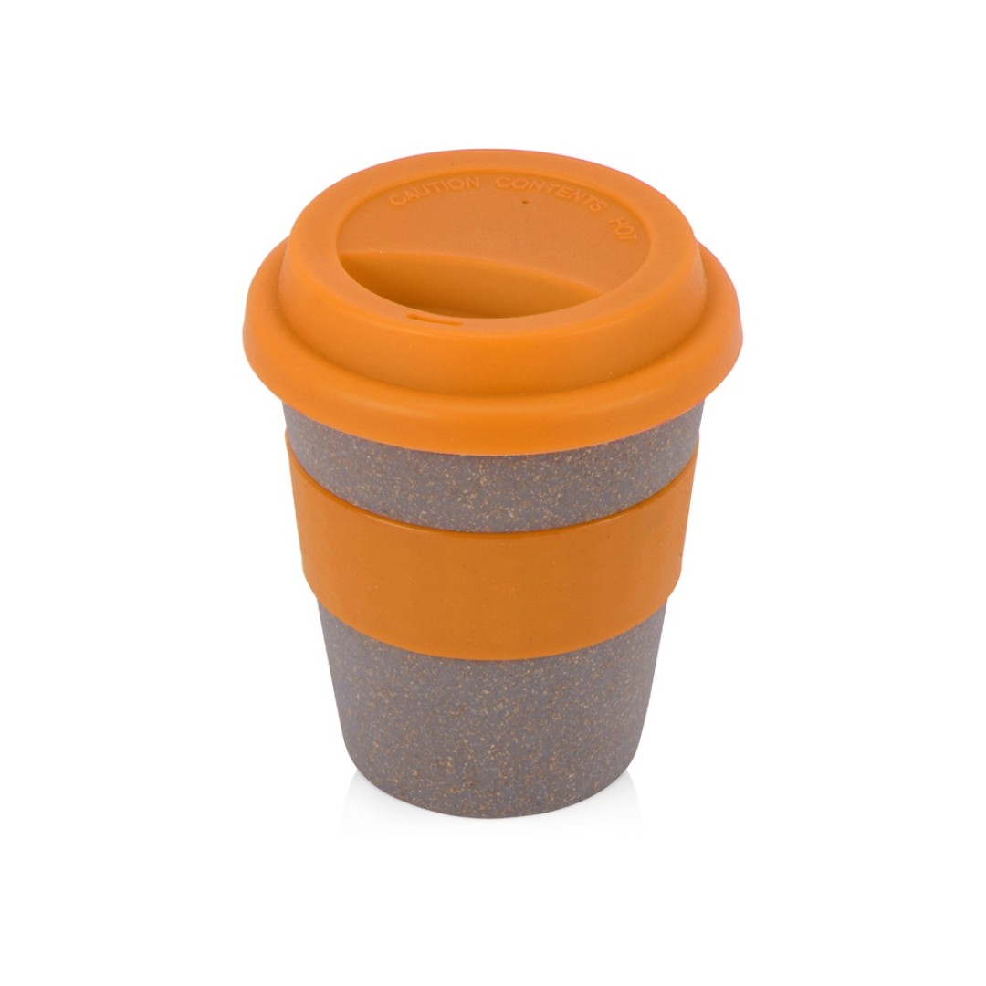 Стакан с силиконовой крышкой "Cafe", оранжевый