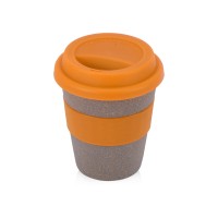 Стакан с силиконовой крышкой "Cafe", оранжевый