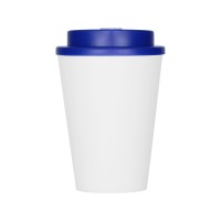 Пластиковый стакан Take away с двойными стенками и крышкой с силиконовым клапаном, 350 мл, белый/синий