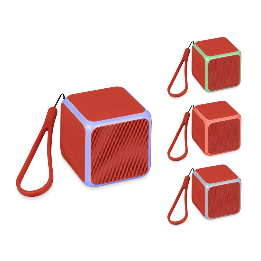 Портативная колонка «Cube» с подсветкой, красный