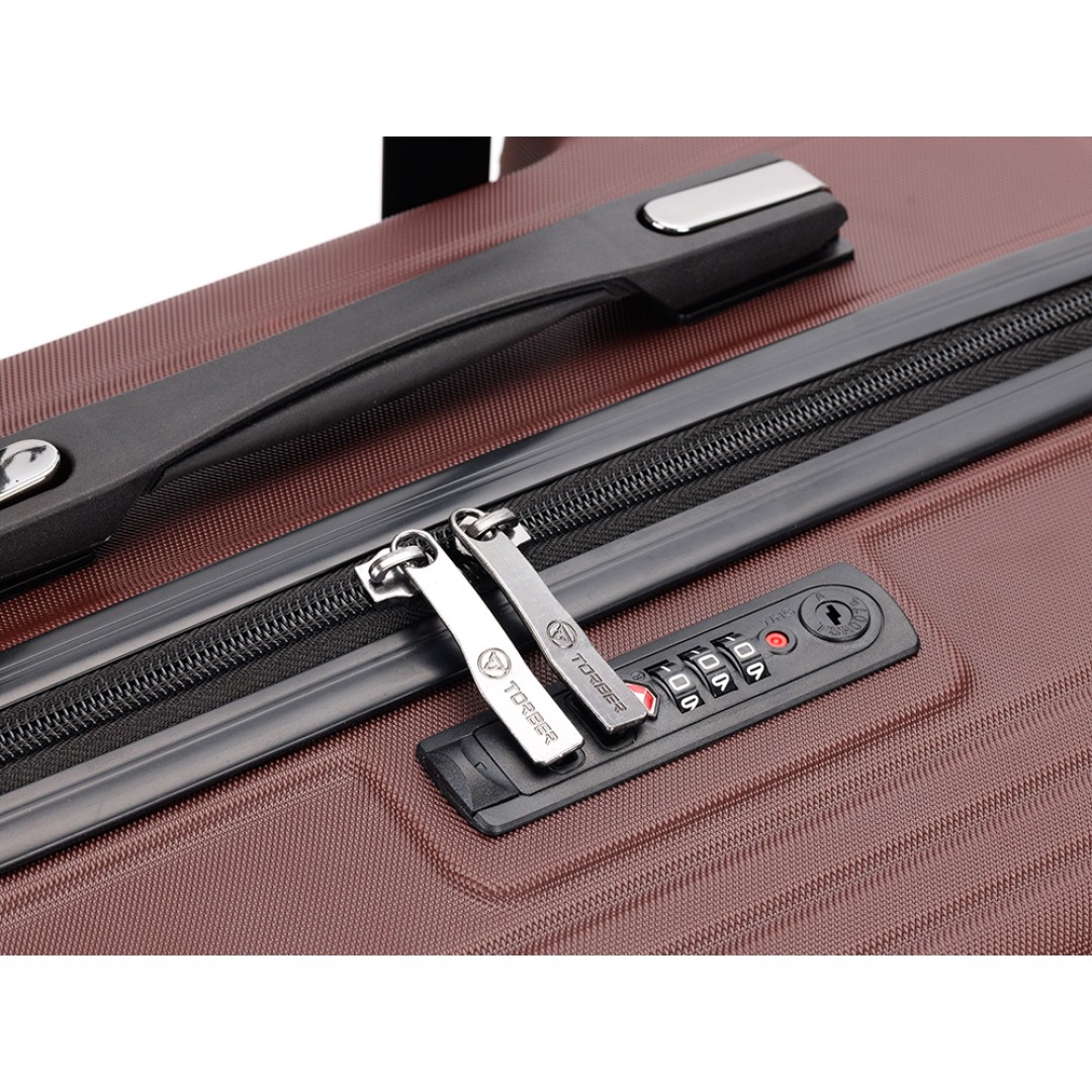 Чемодан TORBER Onego, бордовый, ABS-пластик, 69,5 х 46 х 26 см, 69 л