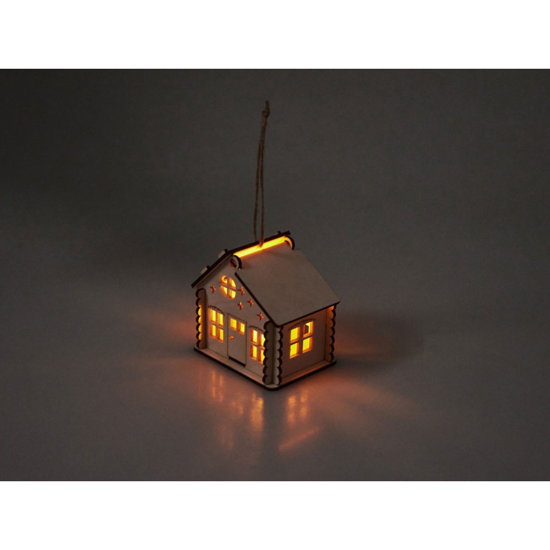 Подвеска с подсветкой домик (с мерцающей свечкой)