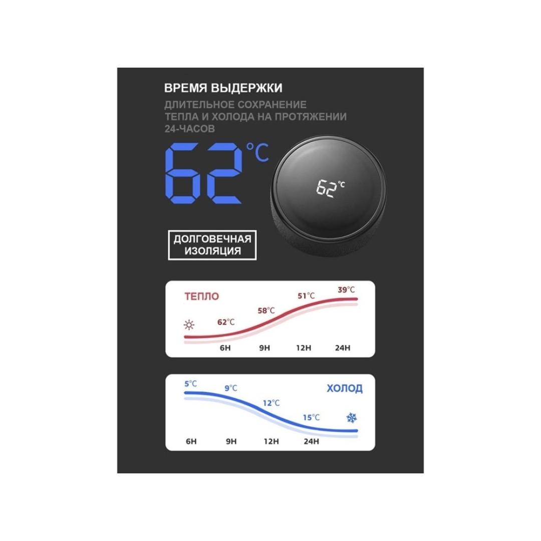 Термос с индикатором температуры LEMARK (Чёрный)