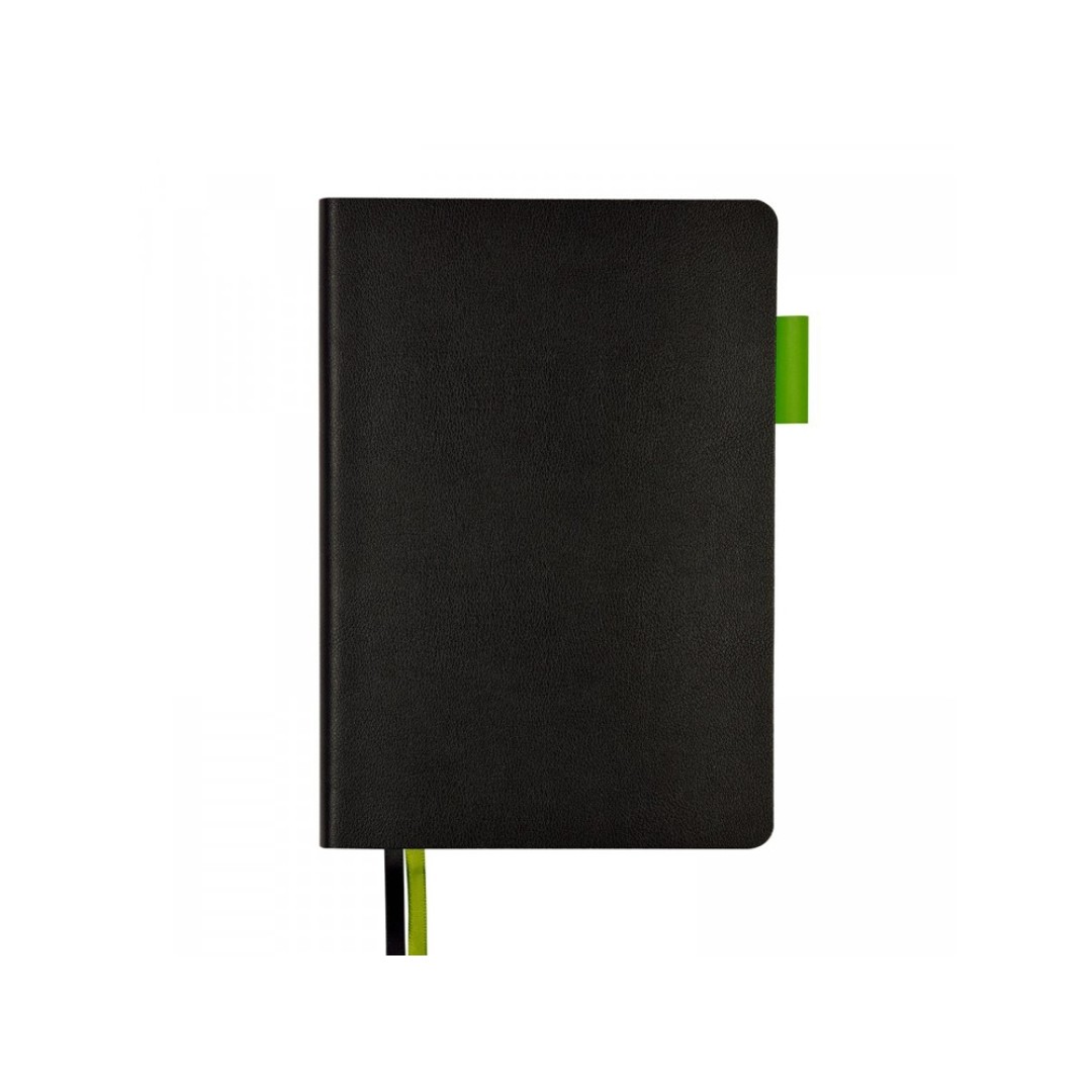 Ежедневник недатированный А5 «Boston», черный (обрез зеленое яблоко)