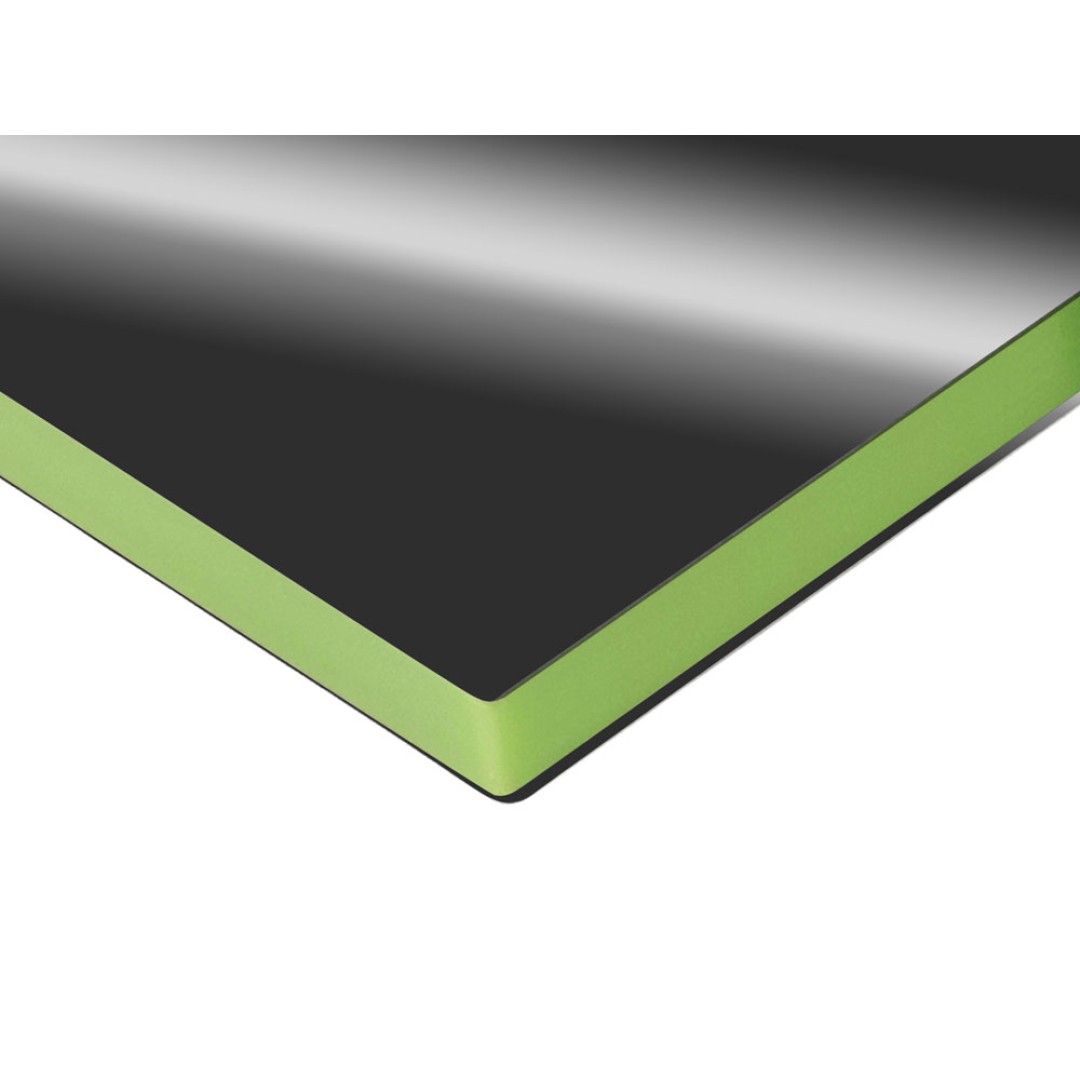 Металлический брелок с пластиковой цветной вставкой "SteelPop House", серебристый с зеленым яблоком