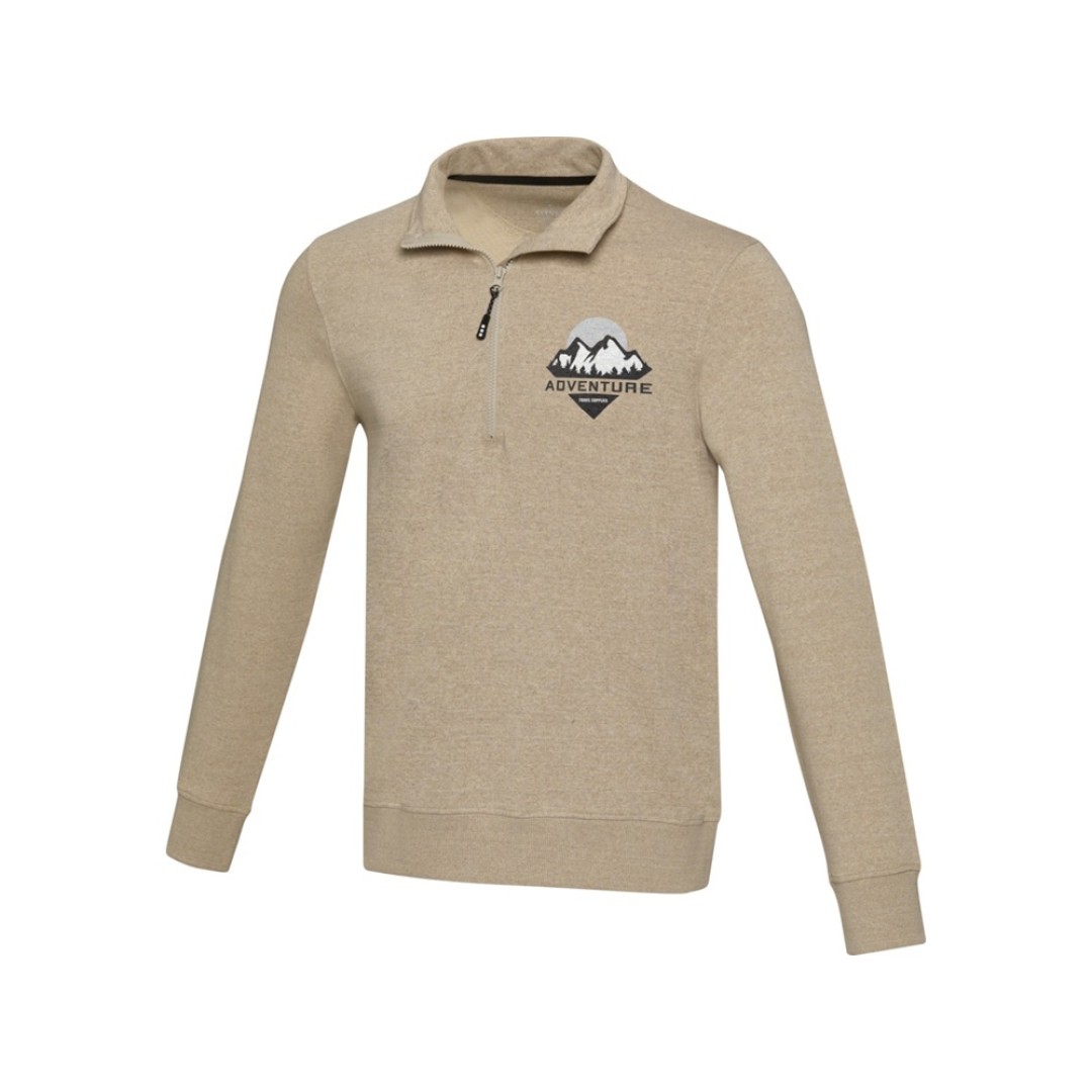 Tin унисекс-свитер с молнией на четверть из переработанных материалов Aware™ - Oatmeal