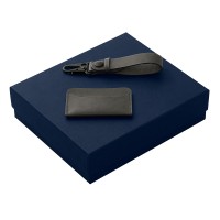 Подарочный набор Long River: картхолдер, ремешок для ключей (без лого Long River), синяя коробка