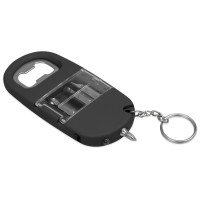 Брелок-открывалка с отвертками и фонариком "Uni", софт-тач, черный