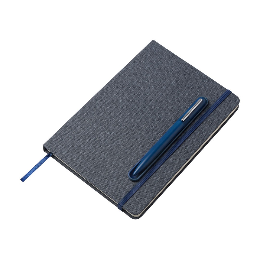 Набор блокнот А5 с магнитным держателем для ручки и подставкой для телефона и металлической шариковой ручкой "NotaBene", темно-синий