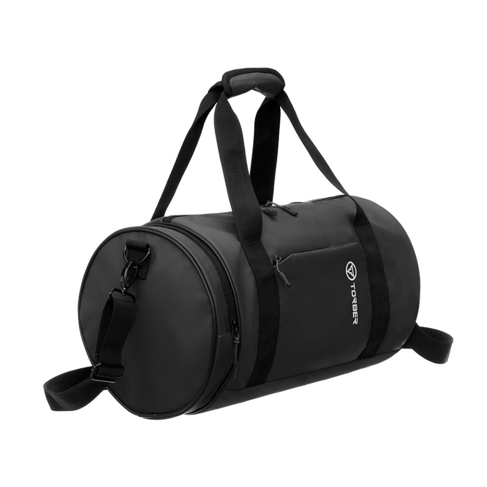 Сумка спортивная TORBER Mobi, чёрный, полиэстер 900D с PU покрытием, 45 х 25 х 25 см