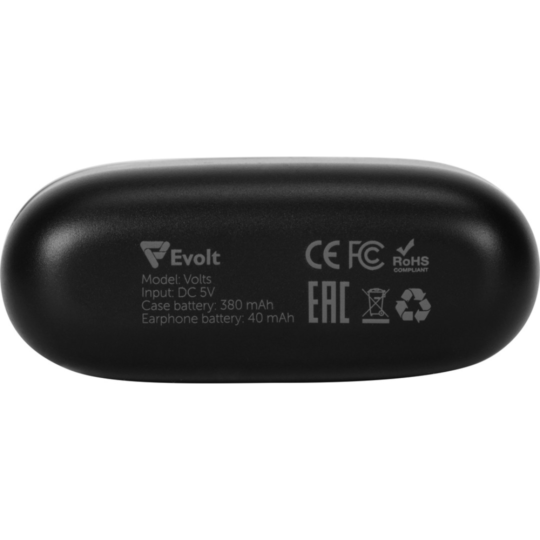 Беспроводные наушники TWS в кейсе Volts. Evolt, черный, пластик