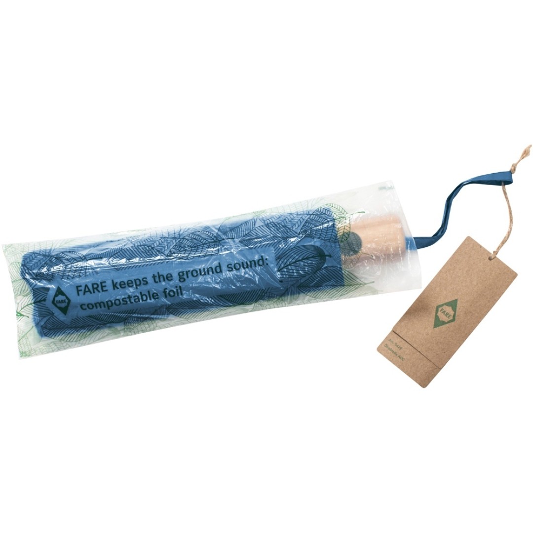 Зонт складной 5429 koBrella из бамбука, полуавтомат, navy