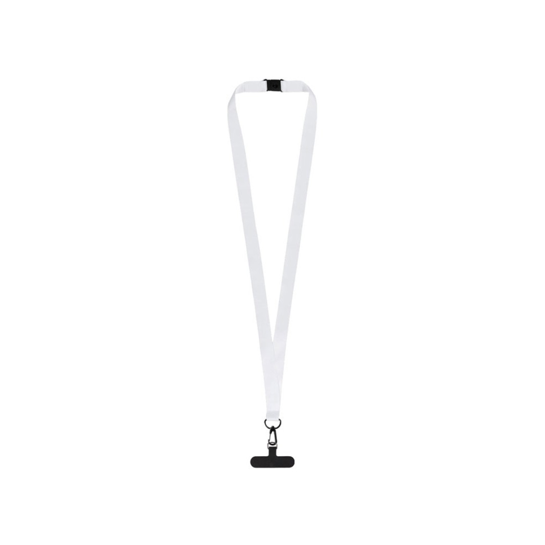 Ланъярд 2 см под сублимацию с трендовым карабином, замком обрыва и узким держателем для телефона из ПЭ, черный