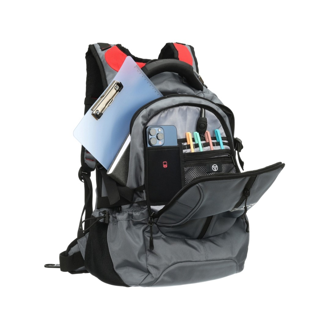 Рюкзак TORBER DRIVE с отделением для ноутбука 15", серый/красный, полиэстер 1680D, 36x17x50 см, 30 л