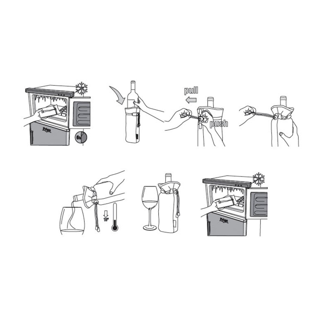 Охладитель для бутылки шампанского "Cold bubbles" из ПВХ в виде мешочка, серебристый