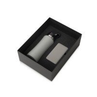Подарочный набор с бутылкой для воды и повербанком С1, 5000 mAh, серый