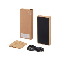 Внешний аккумулятор с подсветкой лого и солнечной панелью «Reedia S1», 10000 mAh, бамбук, черный