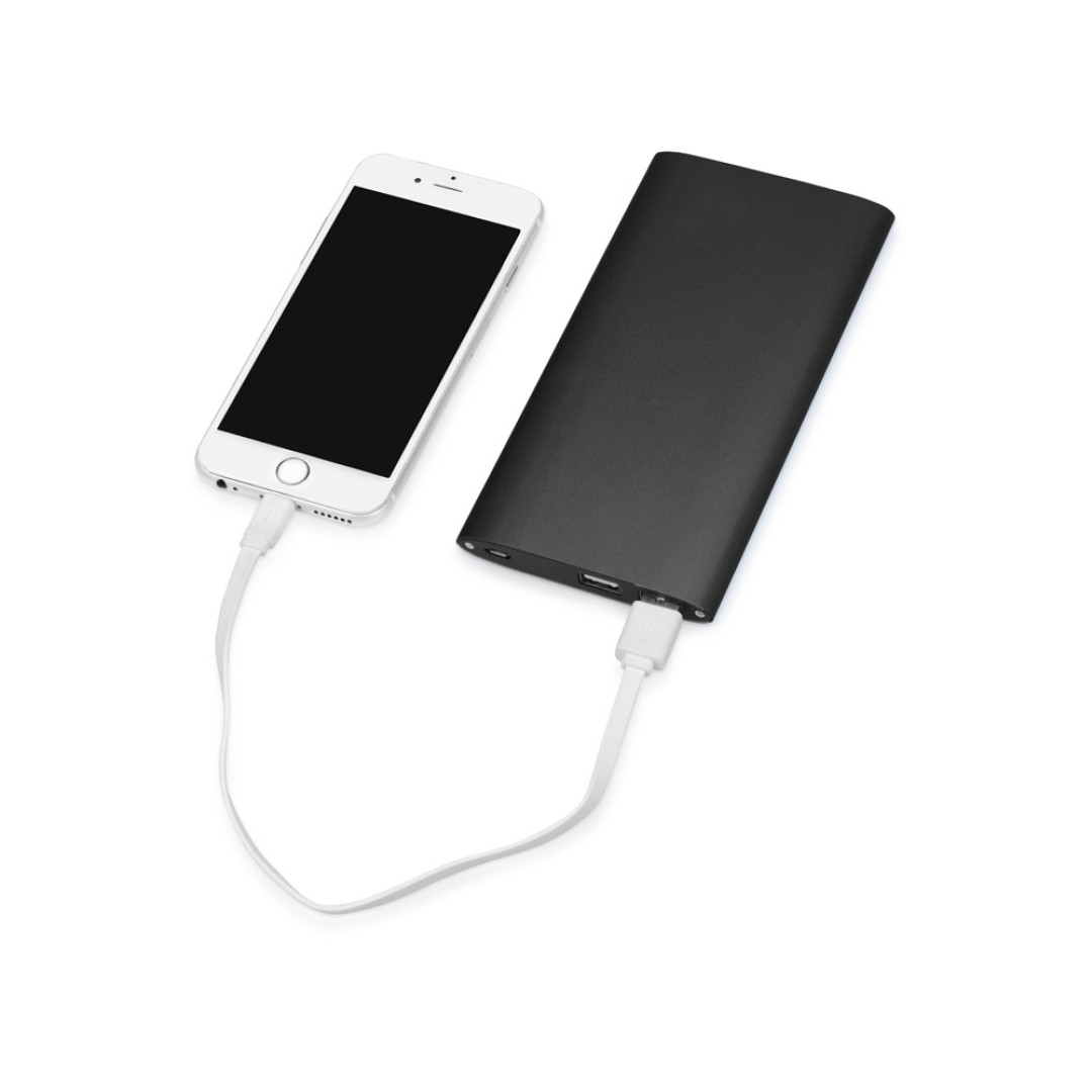 Портативное зарядное устройство "Джет" с 2-мя USB-портами, 8000 mAh, черный