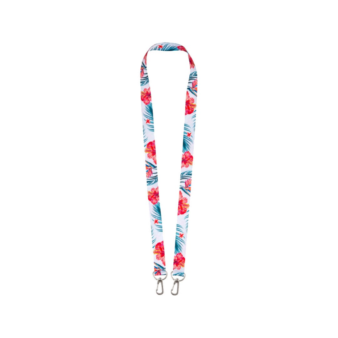 Ланъярд 2 см под сублимацию с 2-мя карабинами, серебристый