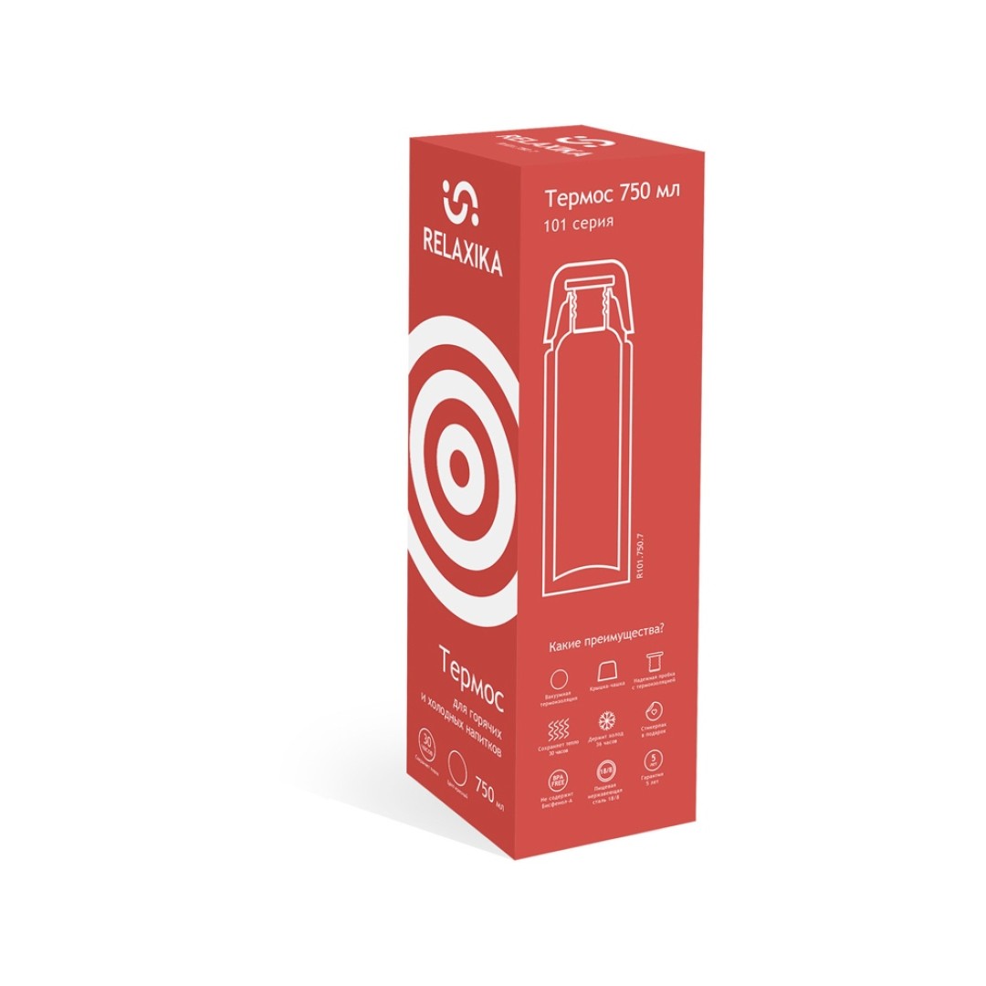 Термос Relaxika 101 (0,75 литра), красный (без лого)