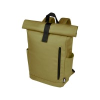 Рюкзак Byron 15,6" объемом 18 л со скручиваемым верхом, изготовленный из переработанного ПЭТ по стандарту GRS, оливковый