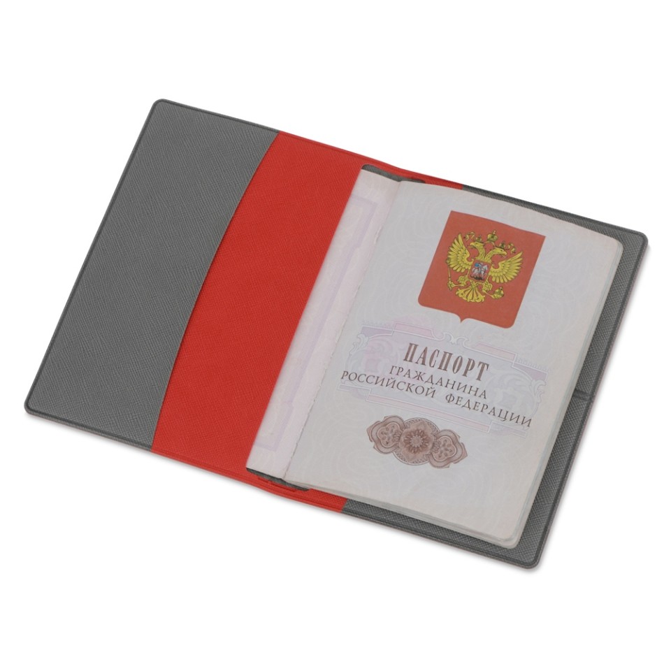 Обложка для паспорта с RFID защитой отделений для пластиковых карт "Favor", красная/серая