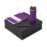 Подарочный набор с блокнотом С2, металлической ручкой и термокружкой, фиолетовый