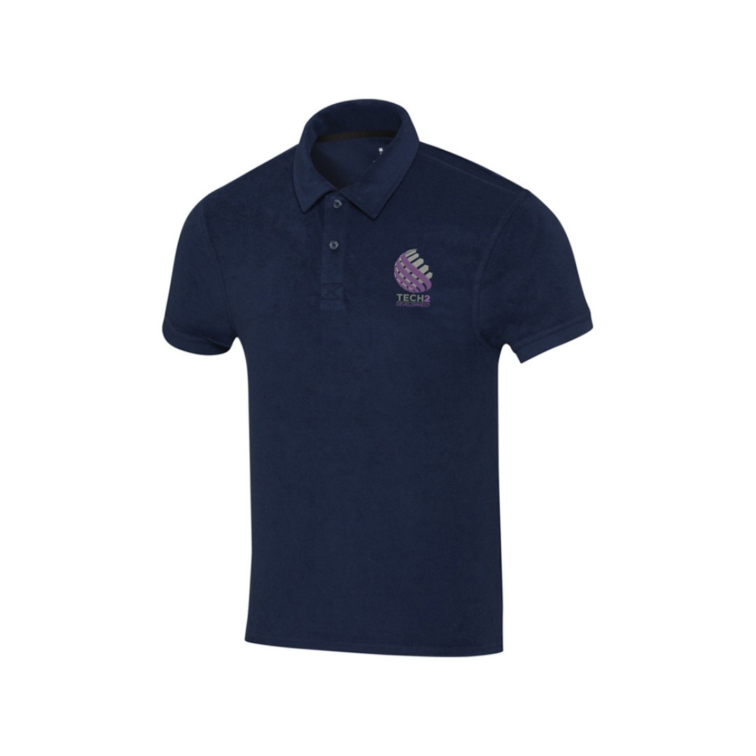 Рубашка поло унисекс "Akoya" из переработанного махрового материала - Темно - синий