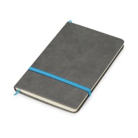 Блокнот «Color» линованный А5 в твердой обложке с резинкой, серый/синий