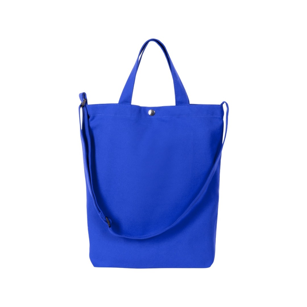 Сумка Helfer из хлопка на кнопке с регулирующейся лямкой, синий