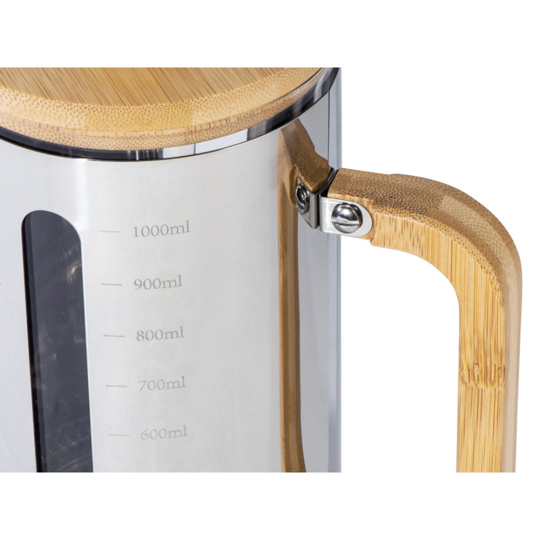 Френч-пресс в стальном корпусе и ручкой из бамбука «Coffee break», 1000 мл