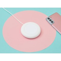 Беспроводное зарядное устройство со встроенным кабелем 2-в-1 "Disc", белый