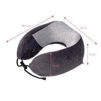 Подушка TORBER, дорожная, с эффектом памяти, тёмно-серая, полиэстер+спандекс