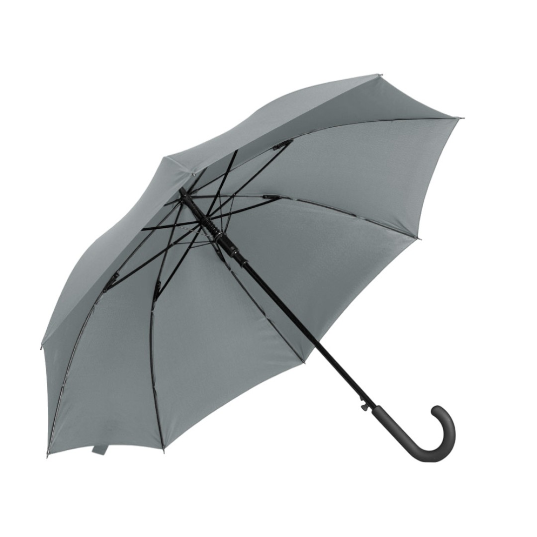 Зонт-трость Reviver с куполом из переработанного пластика, серый