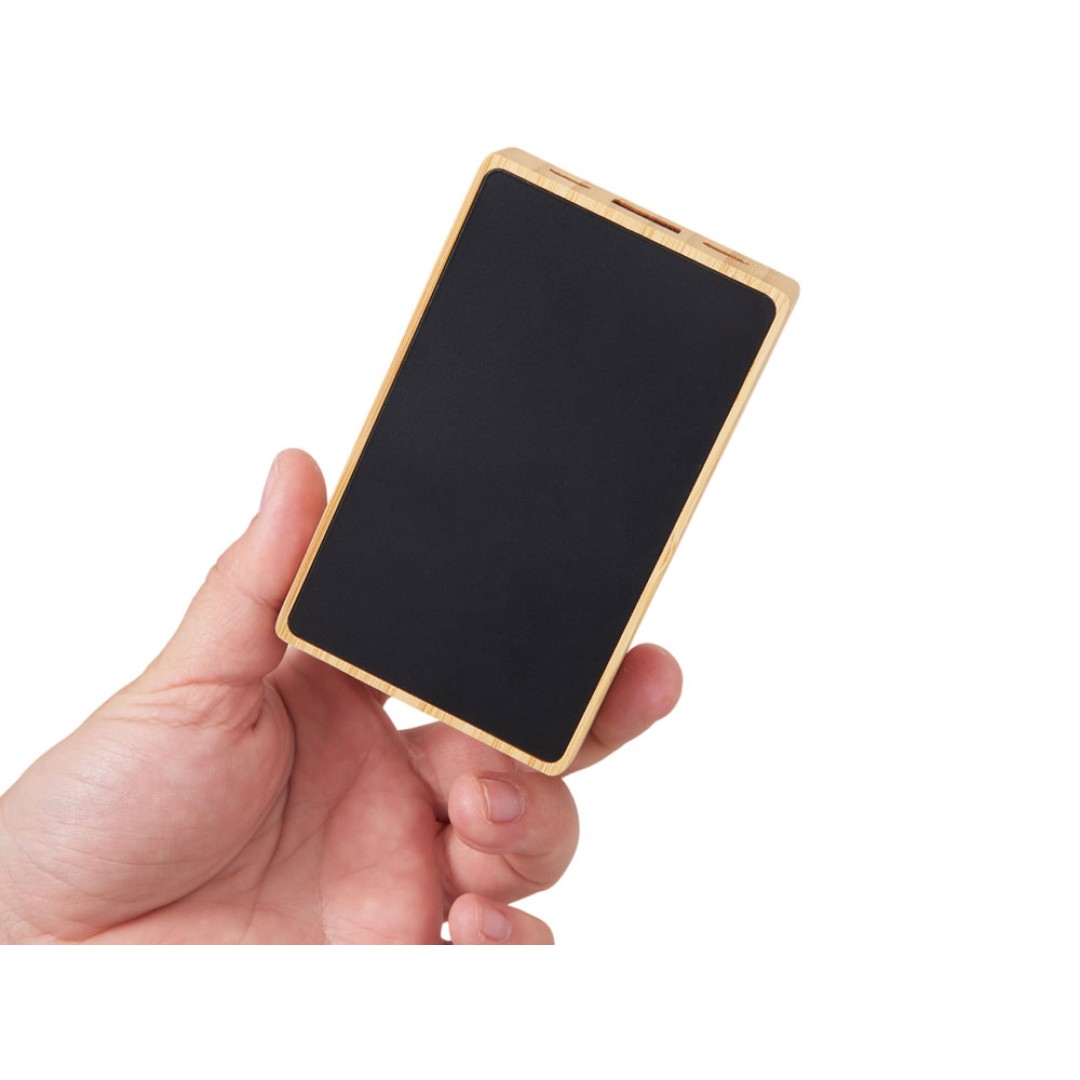 Внешний аккумулятор с подсветкой лого «Reedia S2», 5000 mAh, бамбук, черный