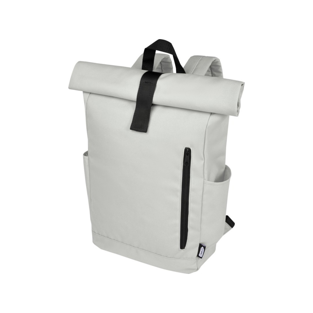 Рюкзак Byron 15,6" объемом 18 л со скручиваемым верхом, изготовленный из переработанного ПЭТ по стандарту GRS, светло-серый