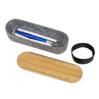 Пенал с линейкой и подставкой для телефона из бамбука "Haruki", серый
