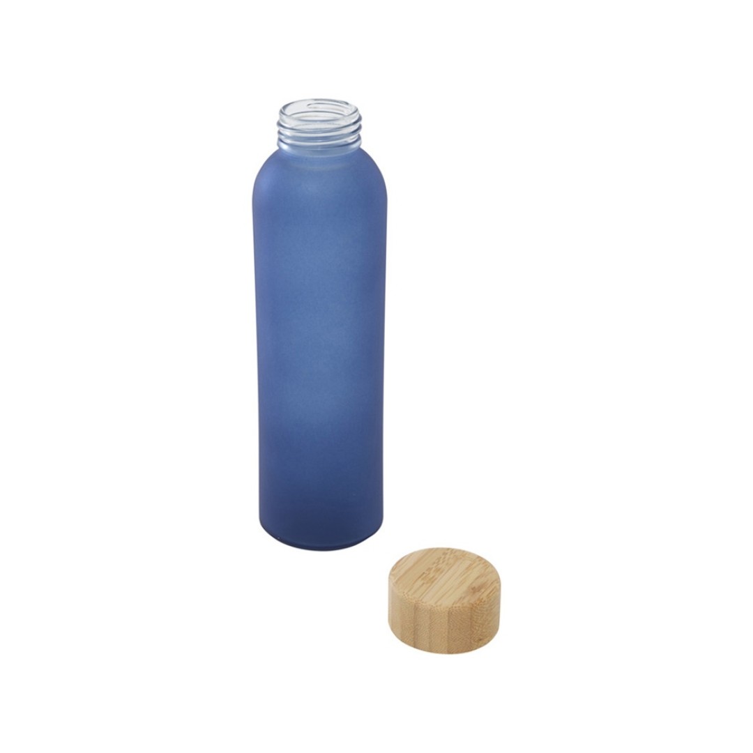 Lume бутылка из матового содово-известкового стекла объемом 500 мл с бамбуковой крышкой - Синий