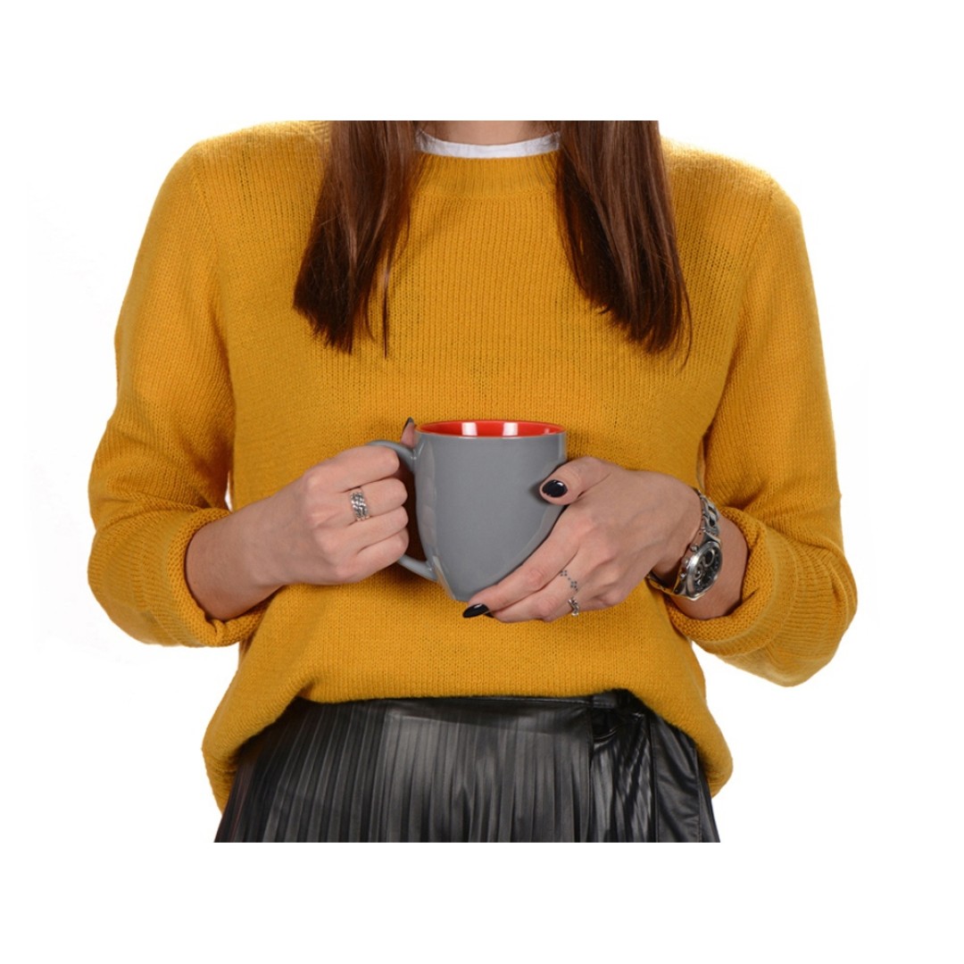 Кружка керамическая «Gracy» 450мл, серый/красный