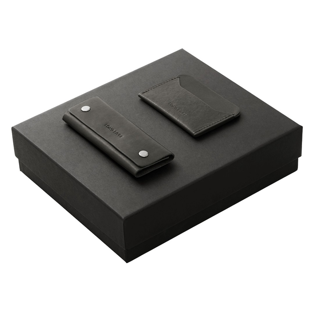 Подарочный набор Long River: картхолдер, ключница, черная коробка