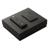 Подарочный набор Long River: картхолдер, ключница, черная коробка