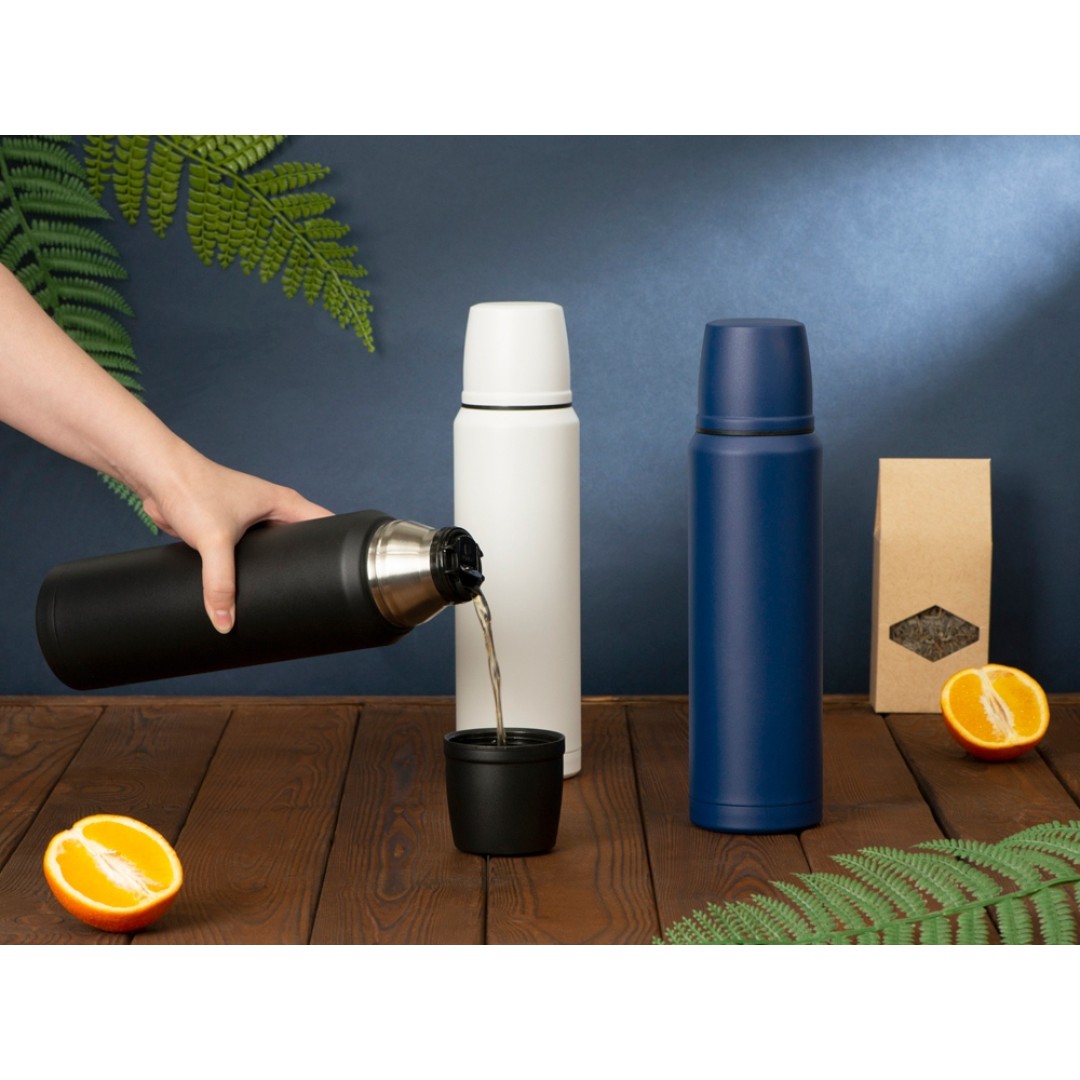 Термос с чашей и двойными медными стенками "Stern", 1 л, черный