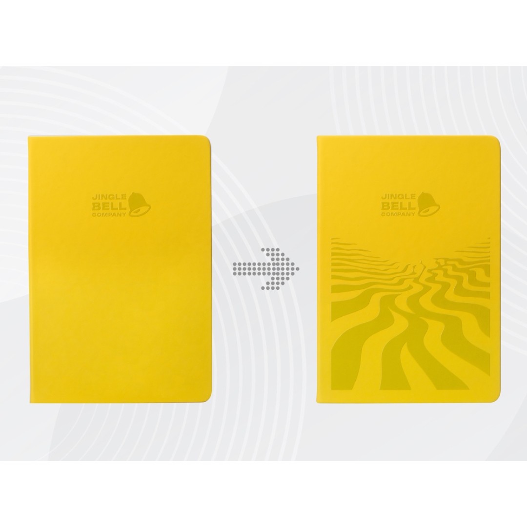 Бизнес-блокнот А5 «C2» soft-touch, желтый, с УФ печатью