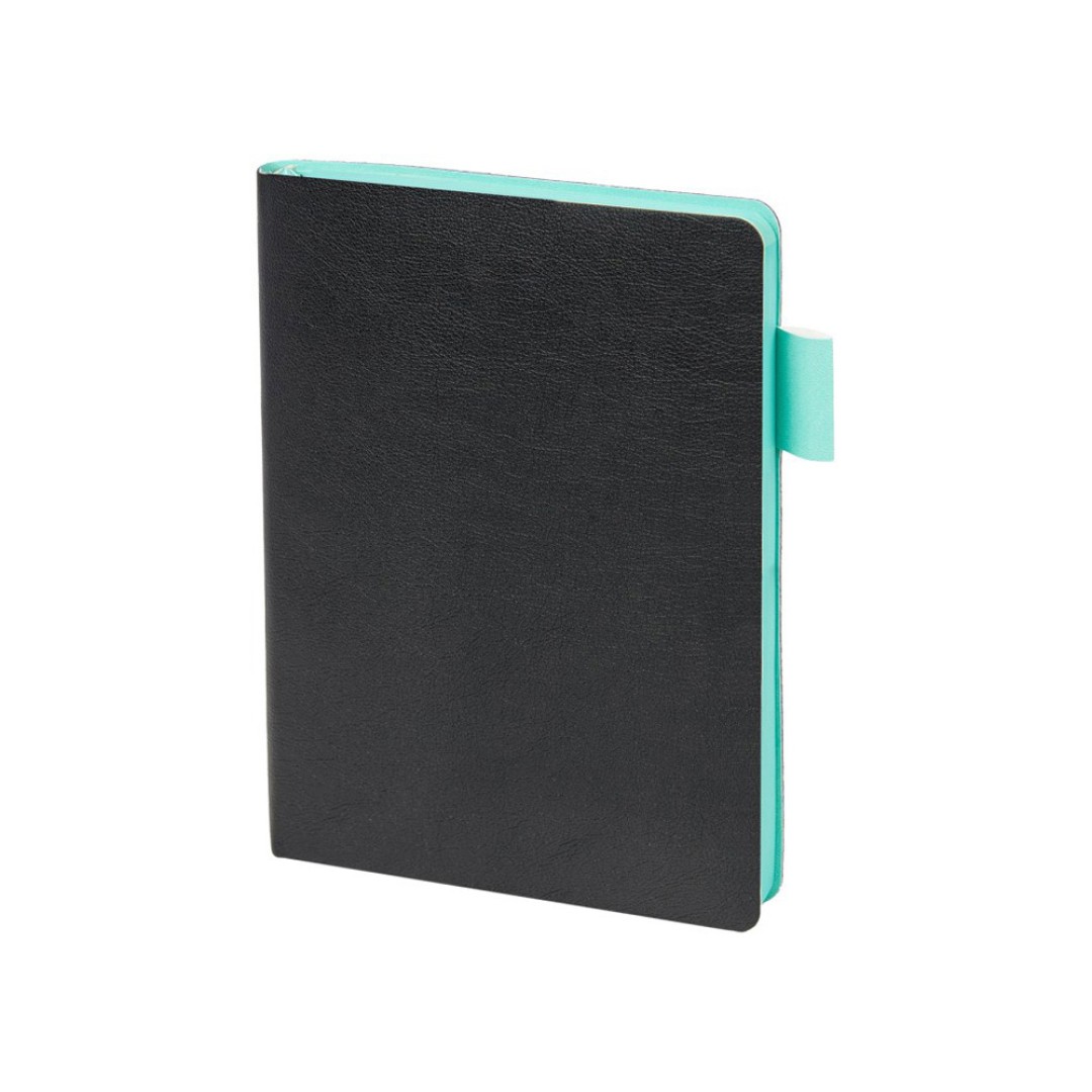 Ежедневник недатированный А5 "Boston", черный (бирюзовый обрез)